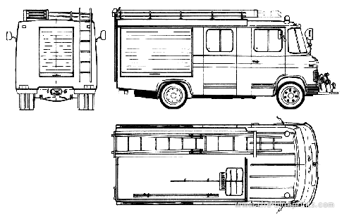 Грузовик Mercedes-Benz LF409 Fire Truck (1976) - чертежи, габариты, рисунки