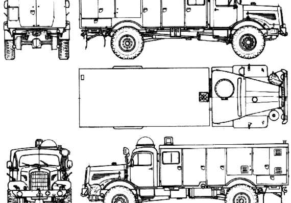 Грузовик Mercedes-Benz LG315-46 Fire Truck (1963) - чертежи, габариты, рисунки