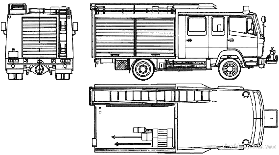 Грузовик Mercedes-Benz LN2 814-31 Fire Truck (1986) - чертежи, габариты, рисунки