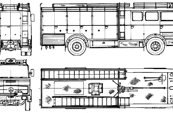Грузовик Mercedes-Benz LP1924-46 Fire Truck (1968) - чертежи, габариты, рисунки