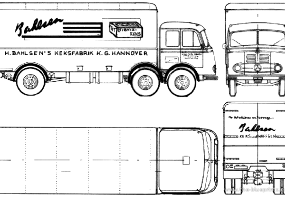 Грузовик Mercedes-Benz LP333 (1963) - чертежи, габариты, рисунки