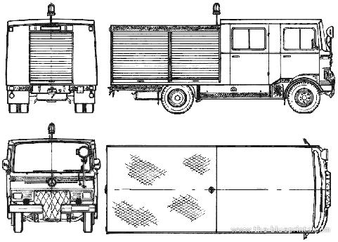 Грузовик Mercedes-Benz LP608 Fire Truck (1970) - чертежи, габариты, рисунки