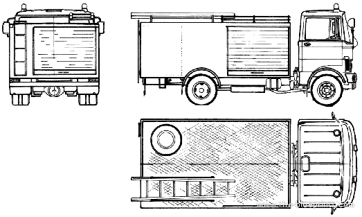 Грузовик Mercedes-Benz LP813-32 Fire Truck (1978) - чертежи, габариты, рисунки