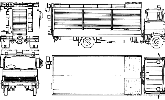 Грузовик Mercedes-Benz LP813-42 Fire Truck (1972) - чертежи, габариты, рисунки