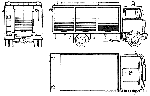 Грузовик Mercedes-Benz LP813 Fire Truck (1980) - чертежи, габариты, рисунки