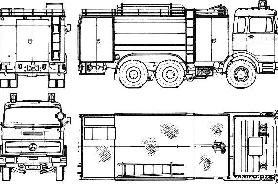 Грузовик Mercedes-Benz LPK22323-26 Fire Truck (1972) - чертежи, габариты, рисунки