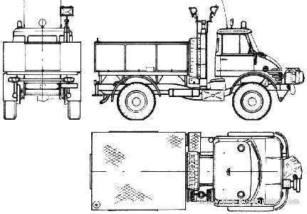 Грузовик Mercedes-Benz Unimog U1000 Fire Truck (1984) - чертежи, габариты, рисунки