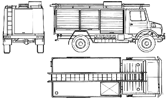 Грузовик Mercedes-Benz Unimog U1300L Fire Truck (1980) - чертежи, габариты, рисунки