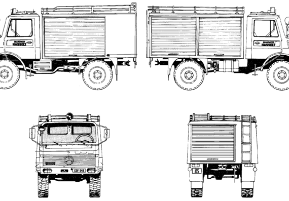 Mercedes-Benz Unimog U1300L TLF truck - drawings, dimensions, pictures
