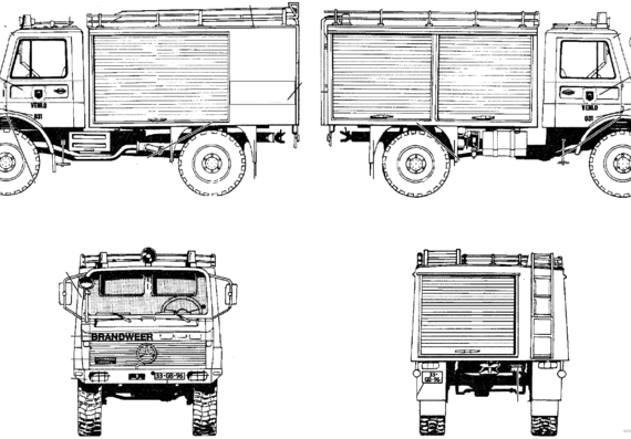 Mercedes-Benz Unimog U1300L TLF 8-18 truck - drawings, dimensions, pictures