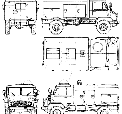Грузовик Mercedes-Benz Unimog U404 Fire Truck (1955) - чертежи, габариты, рисунки