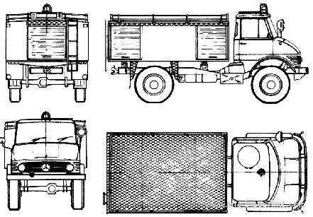 Грузовик Mercedes-Benz Unimog U416 Fire Truck (1960) - чертежи, габариты, рисунки