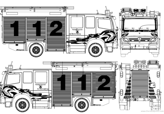 Грузовик Mercedes-Schlingmann TLF 16-25 SingleBenz Atego 1520 - чертежи, габариты, рисунки