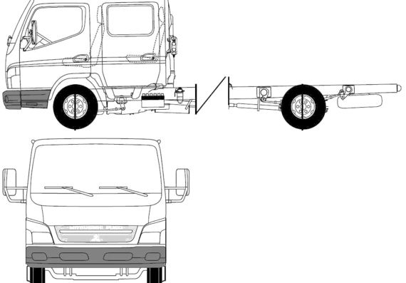 Грузовик Mitsubishi-Fuso Canter Twin-Cab (2007) - чертежи, габариты, рисунки