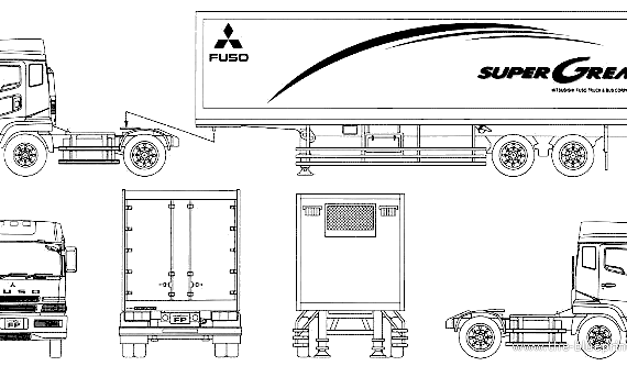 Грузовик Mitsubishi Fuso Super Great Semi Trailer - чертежи, габариты, рисунки