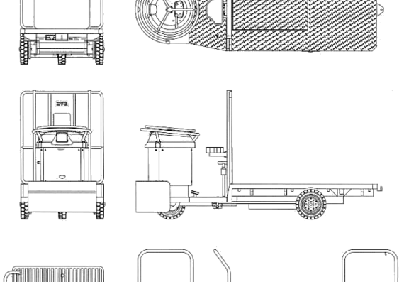 Грузовик Nichiyu Eletruck and 4 Wheel Carriage - чертежи, габариты, рисунки