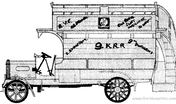 Грузовик Old Bill Bus B43 (1914) - чертежи, габариты, рисунки