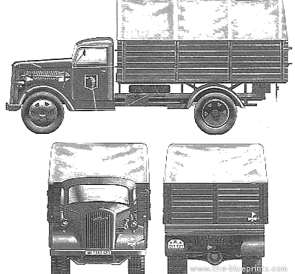 Грузовик Opel Biltz Kfz.305 3ton 4x2 Cargo Truck - чертежи, габариты, рисунки