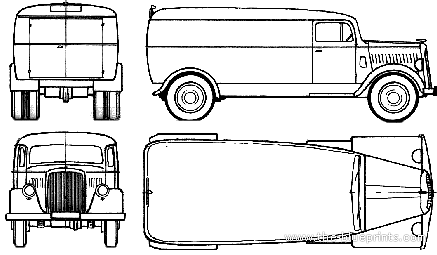 Грузовик Opel Blitz 1.5t (1950) - чертежи, габариты, рисунки
