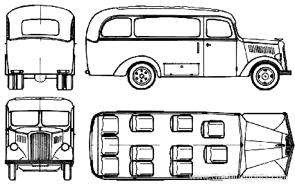 Грузовик Opel Blitz 1.5t Bus (1935) - чертежи, габариты, рисунки