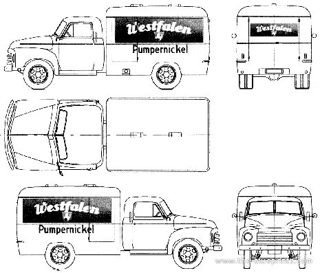 Truck Opel Blitz 1.75t 1952-60 - drawings, dimensions, figures