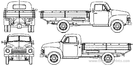 Грузовик Opel Blitz 1.75t (1952) - чертежи, габариты, рисунки