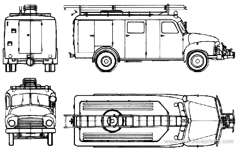 Грузовик Opel Blitz 1.75t Fire Truck (1955) - чертежи, габариты, рисунки