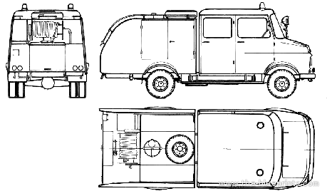 Грузовик Opel Blitz 1.75t Fire Truck (1972) - чертежи, габариты, рисунки