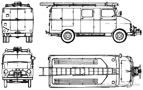 Грузовик Opel Blitz 1.9t Fire Truck (1961) - чертежи, габариты, рисунки