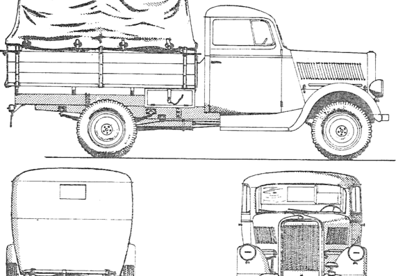 Opel Blitz 1ton 4x2 truck - drawings, dimensions, figures