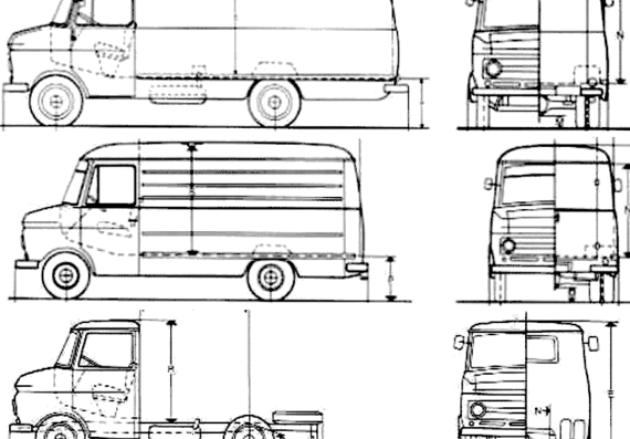 Грузовик Opel Blitz 2000 Van 1969 - чертежи, габариты, рисунки