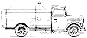 Грузовик Opel Blitz 3-ton Kfz.385 Tankwagen - чертежи, габариты, рисунки