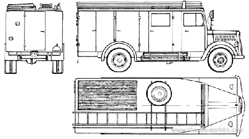 Opel Blitz Fire Truck (1946) - drawings, dimensions, pictures