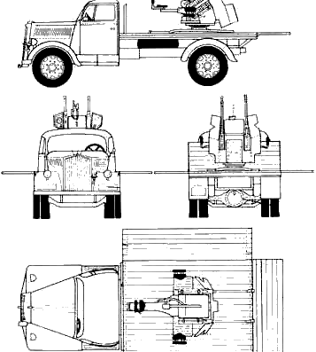 Opel Blitz Flak 38 truck - drawings, dimensions, pictures