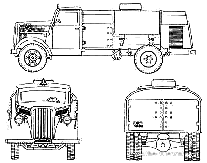 Грузовик Opel Blitz Fuel Tanker - чертежи, габариты, рисунки