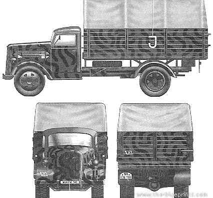Truck Opel Blitz Kfz.305 3-ton 4x2 - drawings, dimensions, figures