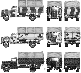 Truck Opel Blitz Kfz.305 3ton - drawings, dimensions, figures