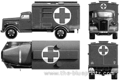 Грузовик Opel Blitz Kfz.305 Ambulance - чертежи, габариты, рисунки