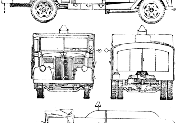 Грузовик Opel Blitz Tanker (1944) - чертежи, габариты, рисунки