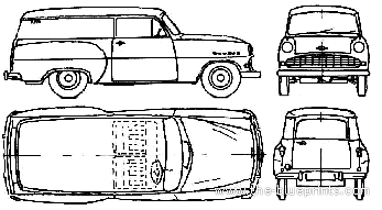 Грузовик Opel L56 Van (1956) - чертежи, габариты, рисунки