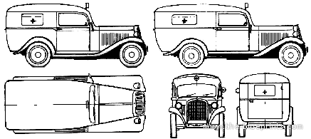 Грузовик Opel P4 (1938) - чертежи, габариты, рисунки