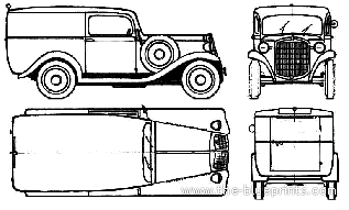 Opel P4 Van truck (1938) - drawings, dimensions, pictures