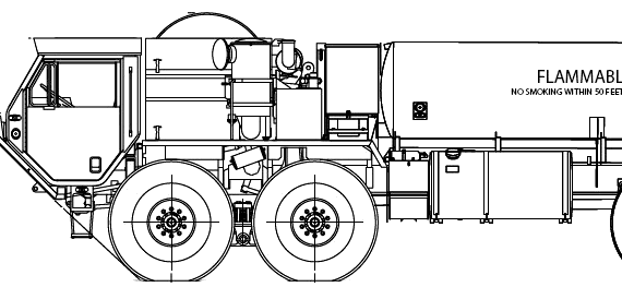 Грузовик Oshkosh HEMTT M978 A2 Fuel Tanker (2006) - чертежи, габариты, рисунки