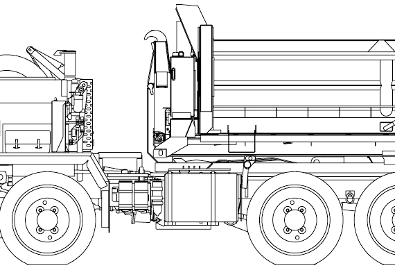 Грузовик Oshkosh PLS M6 Dump Truck (2006) - чертежи, габариты, рисунки