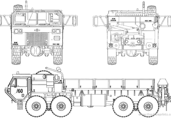 Грузовик Oskosh M977 8x8 Cargo - чертежи, габариты, рисунки
