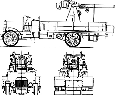 Peerless 4ton + 3in truck, 20cwt AA Mk.1 (1917) - drawings, dimensions, figures