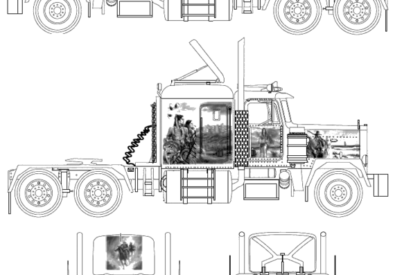 Peterbilt 353 Tractor truck - drawings, dimensions, pictures
