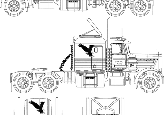 Грузовик Peterbilt 359 Conventional Tractor - чертежи, габариты, рисунки