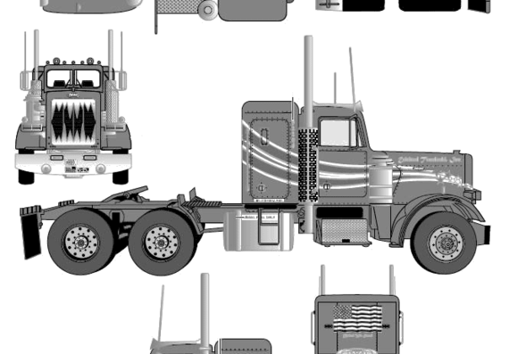 Peterbilt 359 Tractor truck - drawings, dimensions, pictures