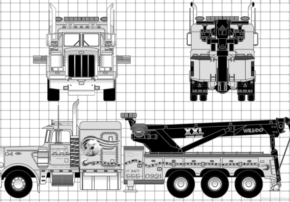 Peterbilt 359 Wrecker truck - drawings, dimensions, pictures